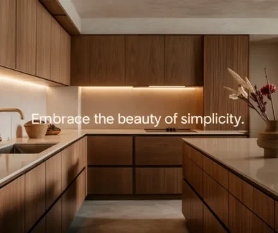 Warm minimalist kitchen with creating texture and warmth.
