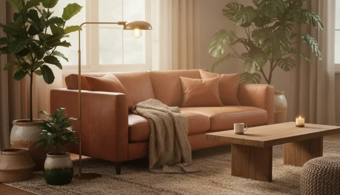 Fall decor trend a living room in warm fall tones